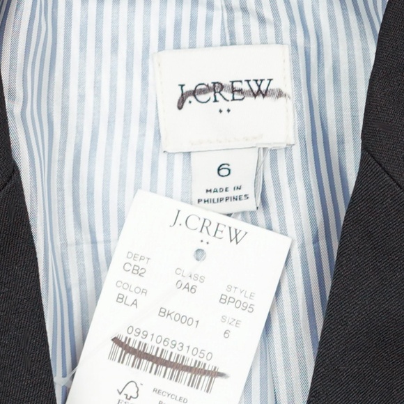 New J.CREW Size 6 Cotton-Blend two-Button Blazer in Black $198 BP095 - Picture 5 of 5
